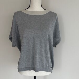 Numph Silver-Grey Short Sleeve Sparkly Glitter Sweater
